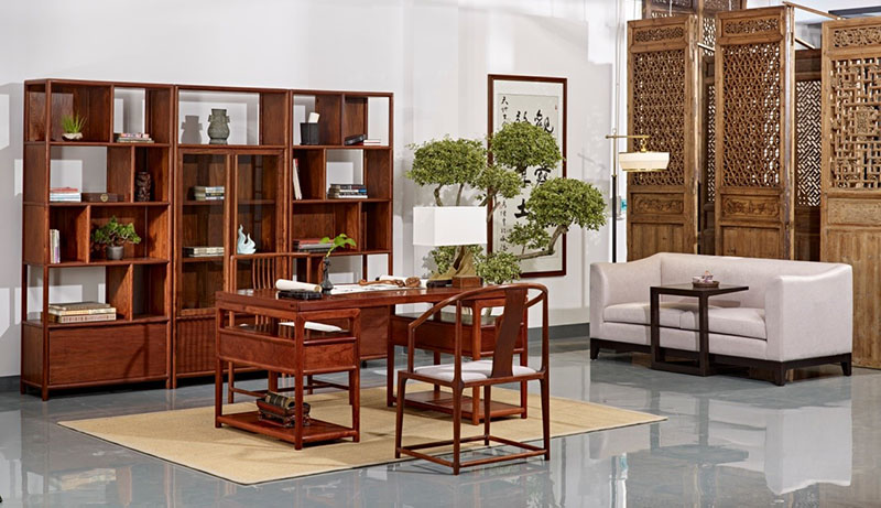 中式书房,中式圈椅,新中式家具风格，中式氛围